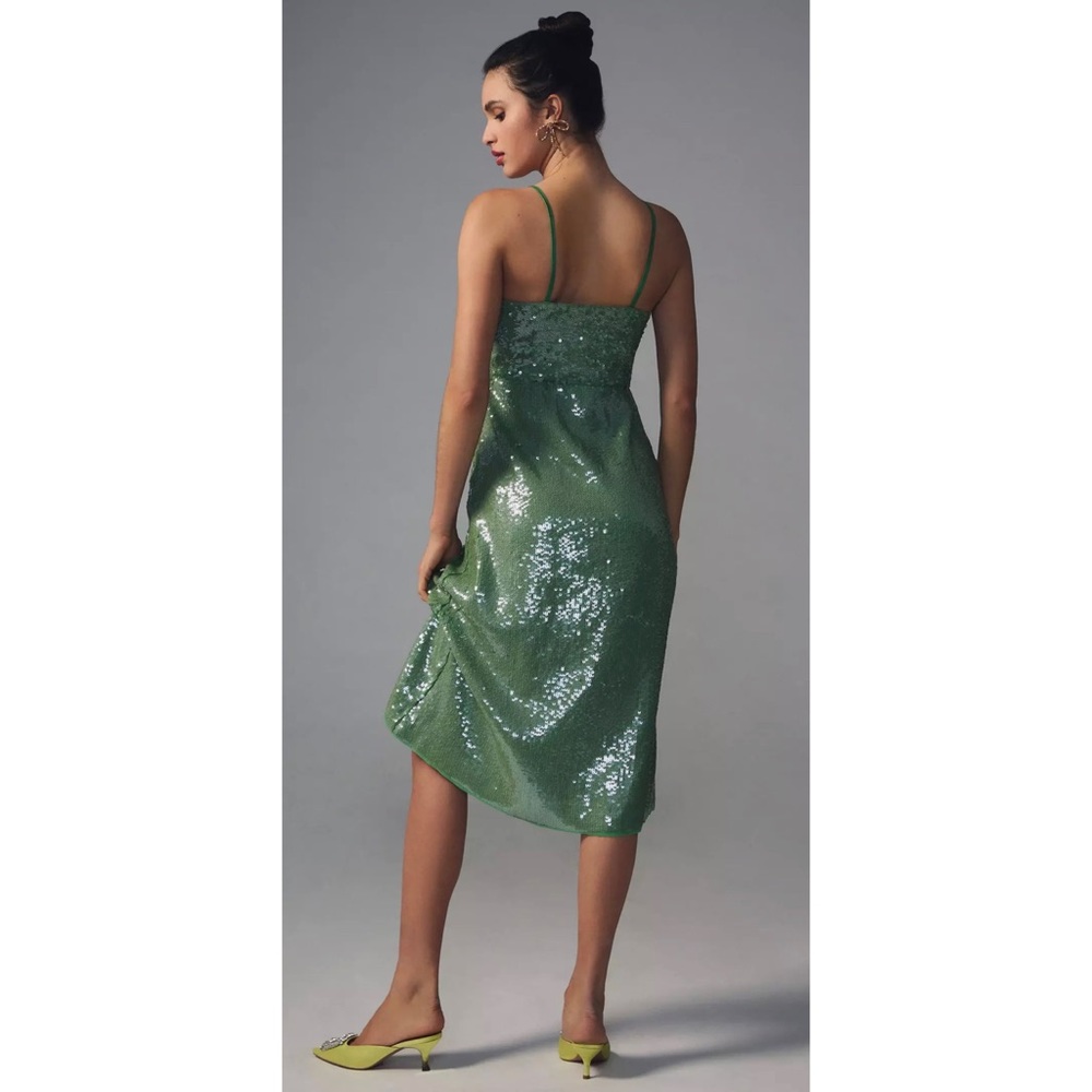 Anthropologie Green Sequin Midi Dress - Picture 4 of 10